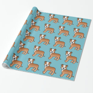 Papel De Presente Red & White Staffordshire Bull Terrier Dog Pattern
