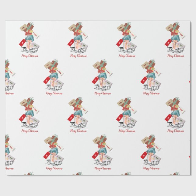 Papel De Presente Red White Winter Wonderland Feliz Natal (Aberto)