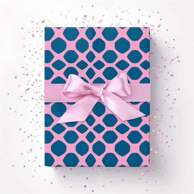Papel De Presente Rede de Torção Netta em Rosa e Água-Marinha Profun (Criador carregado)