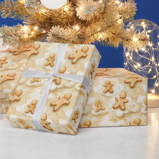 Papel De Presente Redemoinho de Biscoito de Gengibre Festivo  (Feriados)