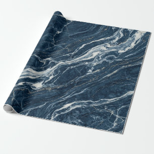 Papel De Presente Redemoinho de Mármore Azul Estilo Moderno Elegante