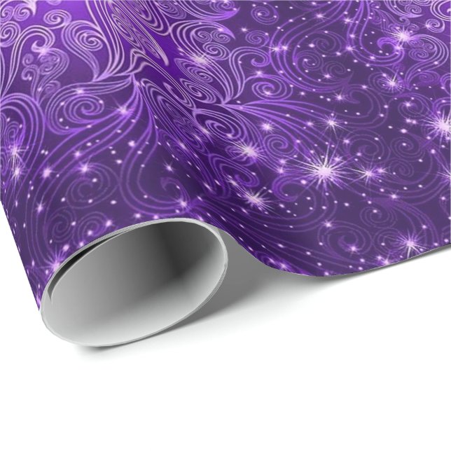 Papel De Presente Redemoinhos celestiais do roxo & papel de (Ponta do rolo)