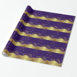 Papel De Presente Redemoinhos do ouro & roxo escuro