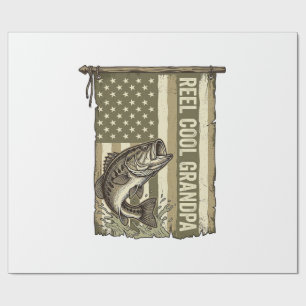 Papel De Presente Reel Cool Avô Camisa Vintage Bass Fishing Desig