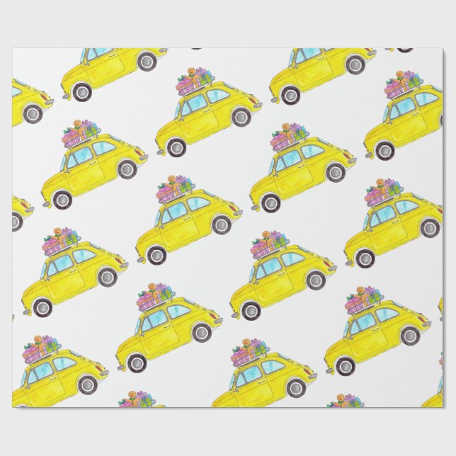 Papel De Presente Refletor Amarelo Fiat 500 Presentes de Natal Aquar (Aberto)