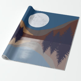 Papel De Presente Reflexão da Lua na Floresta Abstrato russa