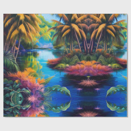 Papel De Presente Reflexão sobre Paraíso Tropical