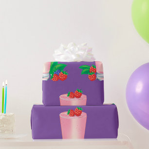 Papel De Presente Refrescando Berry Smoothie Bebida Rosa