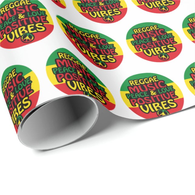 Papel De Presente Reggae design com aspas positivas e sinalizador re (Ponta do rolo)
