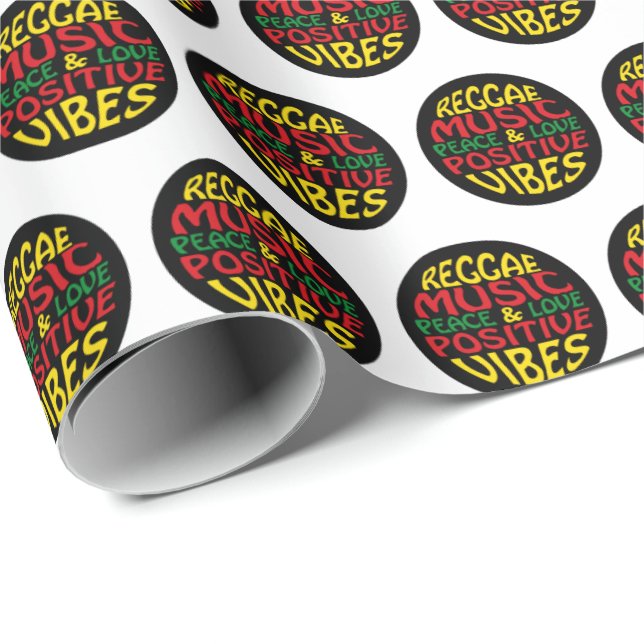 Papel De Presente Reggae design com declarações e citações positivas (Ponta do rolo)