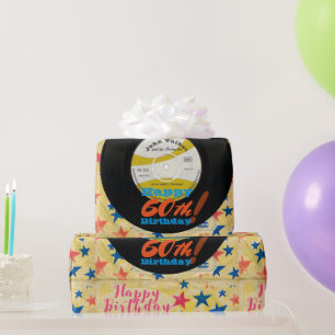 Papel De Presente Registro de vinilo retrô de aniversário personal