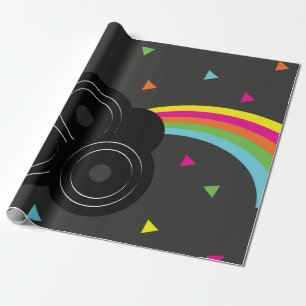 Papel De Presente Registros Música Arco-íris Geométrico