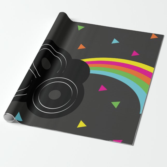 Papel De Presente Registros Música Arco-íris Geométrico (Desenrolado)