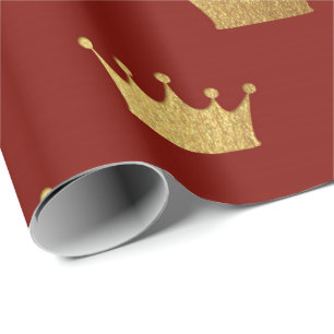 Papel De Presente Rei vermelho real Dourado Coroa Heráldico prínci