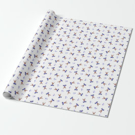 Papel De Presente Reindeador de Natal Festivo Blue Kasky