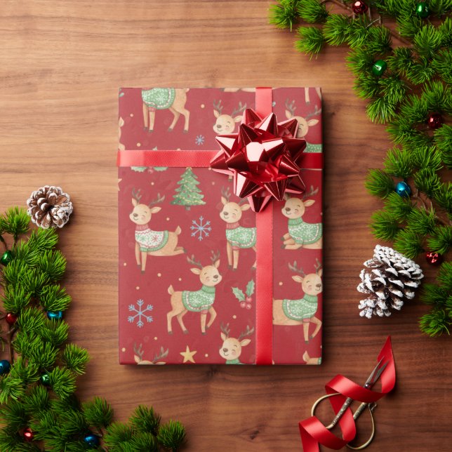 Papel De Presente Reindeer, Christmas (Presente de Natal)