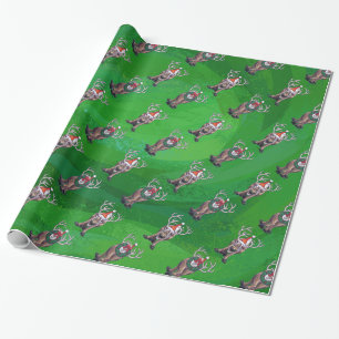 Papel De Presente Reindeer Christmas On Green