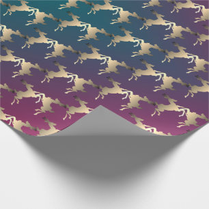 Papel De Presente Reindeer Dançante Teal Fuschia Smoke Gradient