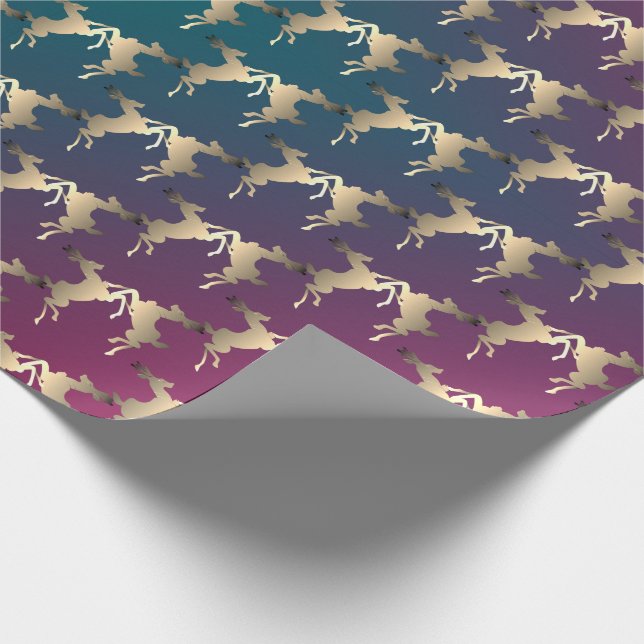 Papel De Presente Reindeer Dançante Teal Fuschia Smoke Gradient (Ponta)