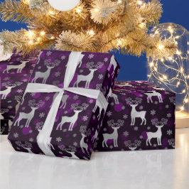 Papel De Presente Reindeer de inverno e Flocos de neve Flocos de boq