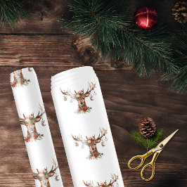 Papel De Presente Reindeer de Natal Russo Ornamentos de Antler