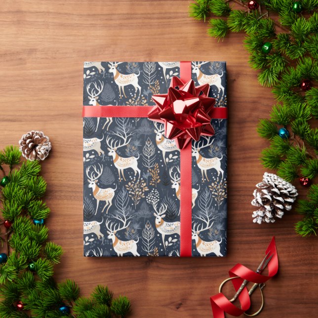 Papel De Presente Reindeer Delights - Silhuettes Festivos (Presente de Natal)
