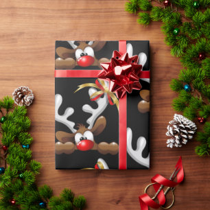 Papel De Presente Reindeer Enzergou Caráter de Natal Engraçado