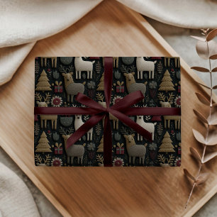 Papel De Presente Reindeer Escandinavo Russo e Natal da Floresta