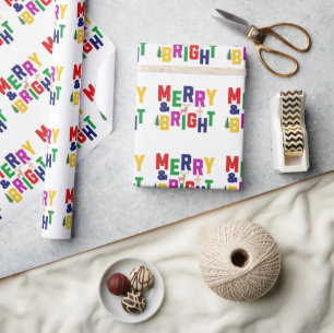 Papel De Presente Reindeer feliz e pinheiro brilhante Snowman
