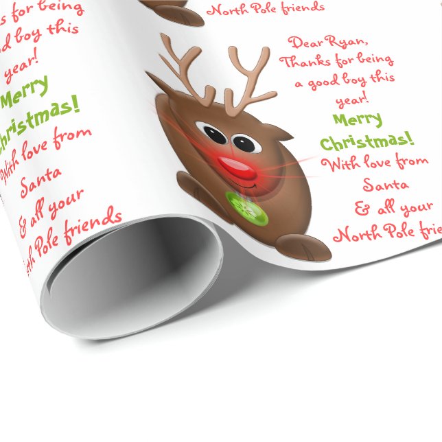 Papel De Presente Reindeer - Letra do Natal dos Papais noeis (Ponta do rolo)