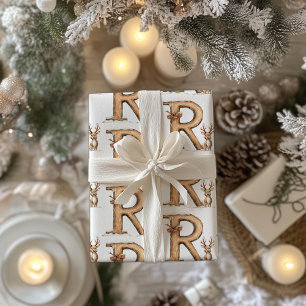 Papel De Presente Reindeer - Letra R Natal