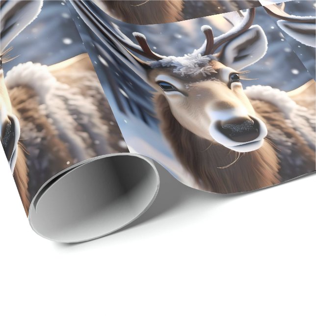 Papel De Presente Reindeer Magic: Fechamento do Companheiro Leal de  (Ponta do rolo)