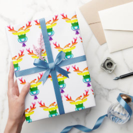 Papel De Presente Reindeer Rainbow Pride Flag LGBTQ Natal