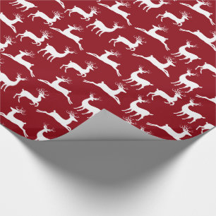 Papel De Presente Reindeer Red White Christmas Wrappaper