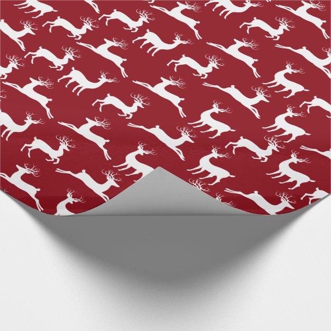Papel De Presente Reindeer Red White Christmas Wrappaper (Ponta)