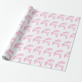 Papel De Presente Reindeer Rosa