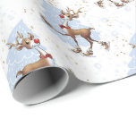 Papel De Presente Reindeer Rudolph Christmas<br><div class="desc">Reindeer Rudolph está patinando na terra maravilhosa do inverno</div>