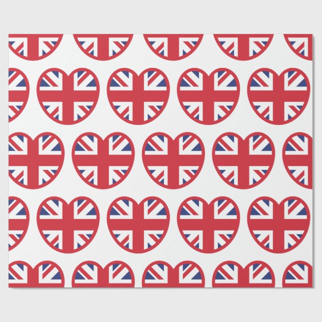 Papel De Presente Reino Unido Union Jack Flag Heart (Aberto)