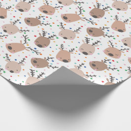 Papel De Presente Reinveiros de Natal bonitos com pontos e estrelas