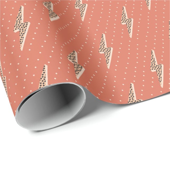 Papel De Presente Relâmpago rosa suave  (Ponta do rolo)