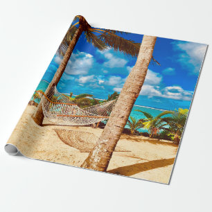 Papel De Presente Relaxando Praia da Ilha de Caribes Tropicais