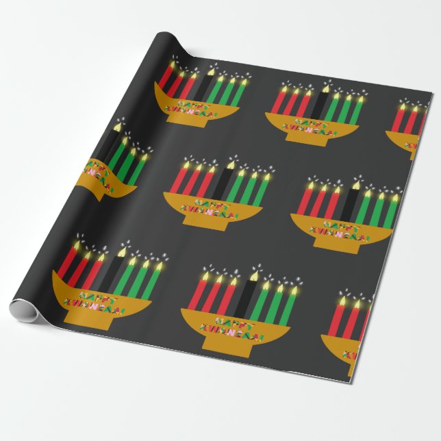 Papel De Presente Religioso Kwanzaa Kinara (Desenrolado)