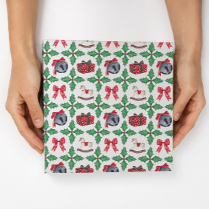 Papel De Presente Relíquias Natalinas de Patchwork de Azevinho