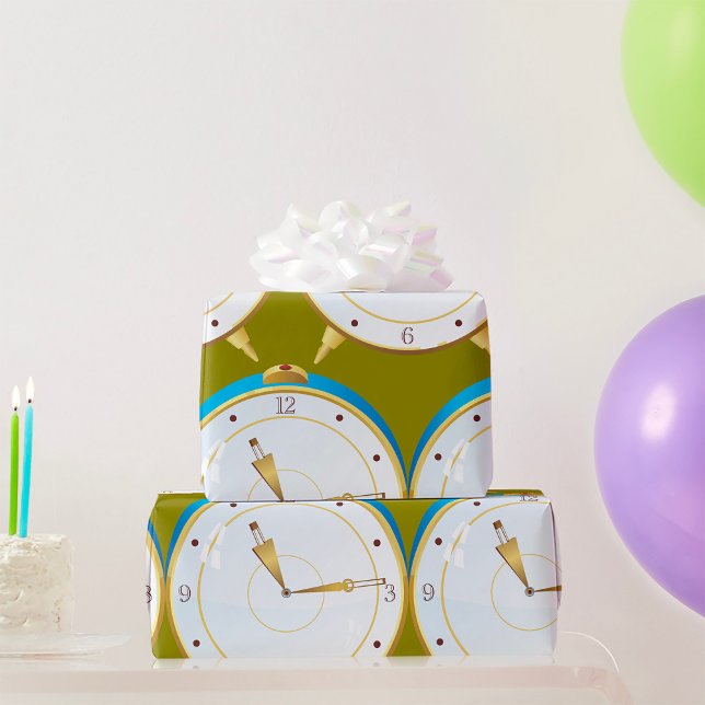 Papel De Presente Relógio de Alarme Dourado retroativo com Timepece  (Criador carregado)