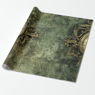 Papel De Presente Relógio Russo Emerald Green Steampunk (4)