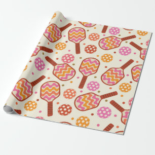 Papel De Presente Remo Paddles de Pickleball com bolas Aniversário 