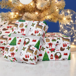Papel De Presente Rena de Natal Bonecos de Neve Presentes de Natal