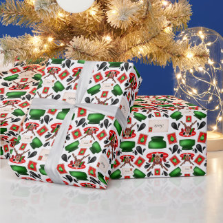 Papel De Presente Rena de Natal Cestiva Vermelha Kasky