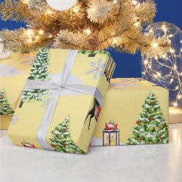 Papel De Presente Rena de Natal Dourada de Luxo Árvore de Natal Capr
