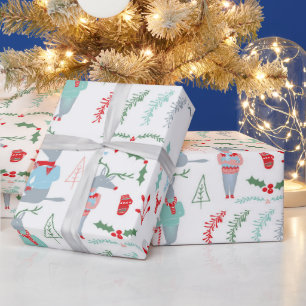 Papel De Presente Rena de Natal Floresta Fofa Animal Natal
